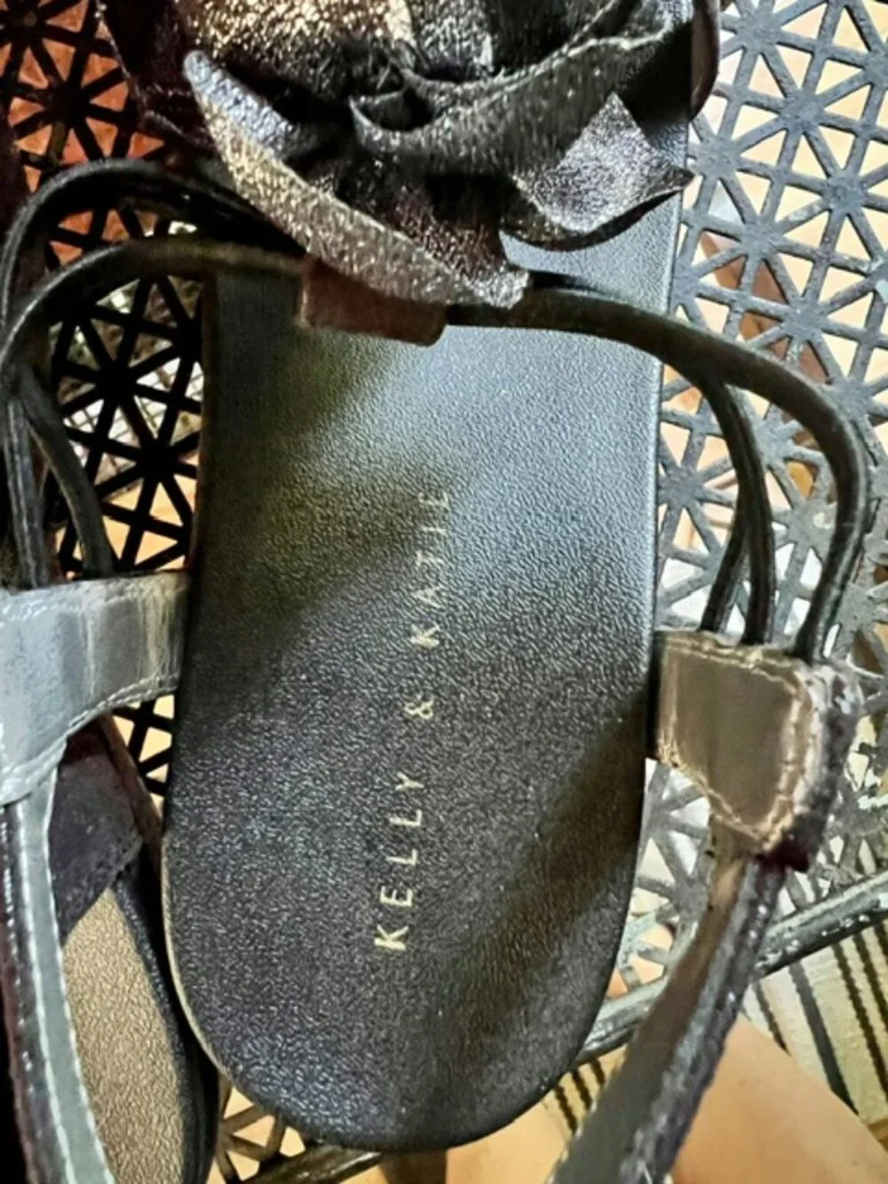 Kelly and Katie Black Dressy Wedge Sandals Size 8.5